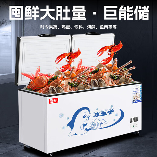 堡尔BAOER冰柜商用大容量家用双温卧式冷柜展示柜家商两用囤货大冷柜 厨房餐饮后厨一边冷冻一边冷藏 728双温两用一边冷冻一边冷藏 380L