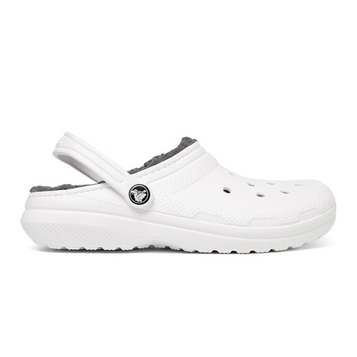 crocs Crocs Children's Cotton Slippers for Men and Girls, Winter Warm Fleece Hole Shoes 207010_10M White 36 -37 Inner Length About 225mm