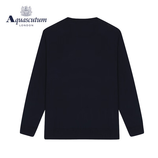 AQUASCUTUM/雅格狮丹秋冬新品男士保暖绵羊毛圆领针织衫Q4867EI071 深蓝色39 M