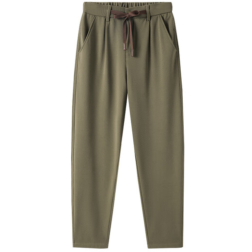 MARKLESS casual pants men's autumn and winter hanging easy-to-maintain smart pants four-sided elastic versatile simple trousers 4855 apricot green 33