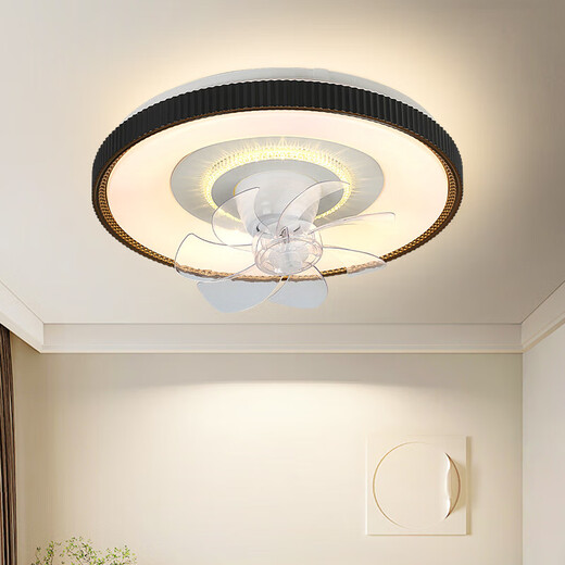 V-POWER智能卧室吊扇灯风扇灯LED灯具客厅餐厅现代简约吸顶灯电扇灯 9904-K齿纹边-96W无极光-360摇头