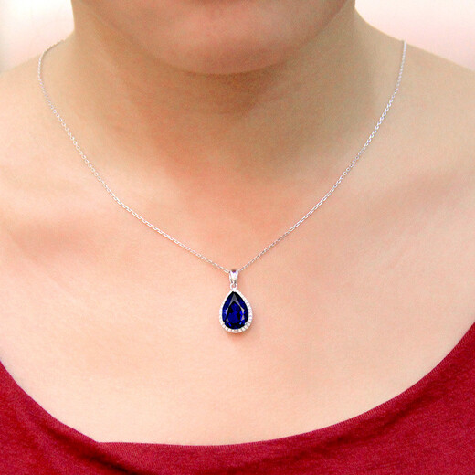 DRJEFUN sapphire pendant 925 silver plated 18K gold tanzanite color gemstone drop-shaped color gemstone necklace pendant for women without chain