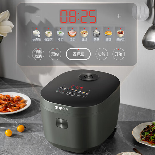 SUPOR rice cooker 5 liters large capacity household rice cooker thick cauldron smart reservation multi-function claypot rice micro-pressure quick cooking fragrant rice for 2-10 people round thick cauldron 5L colorful touch screen