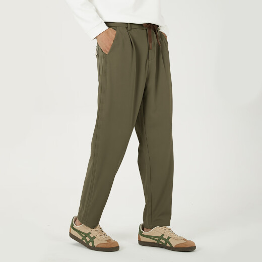MARKLESS casual pants men's autumn and winter hanging easy-to-maintain smart pants four-sided elastic versatile simple trousers 4855 apricot green 33