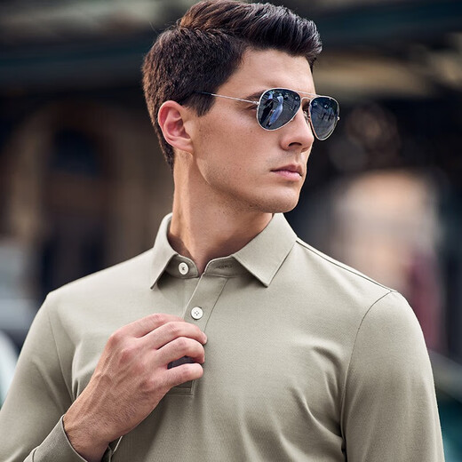 Mr. BU T-shirt de coton pur à manches longues pour hommes à manches longues pour hommes à manches longues Business Hoss Men's Vêtements pour hommes décontractés YS11972 Bronze 3xl (190)
