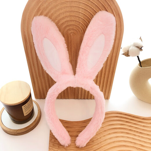 Lingchuan Little Rabbit Rabbit Ears Hairpin Hairpin Hairpin Women's Headdress White Cute Children's Plush Headband 1_Short-haired White Rabbit Headband