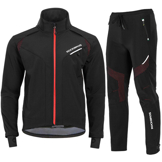 Rock Brothers Autumn and Winter Cycling Suit Fleece Warm and Cold Long Sleeve Suit Men's and Women's Cycling Suit Outdoor Kunlun Suit-Thick Warmth Windproof and Waterproof XL