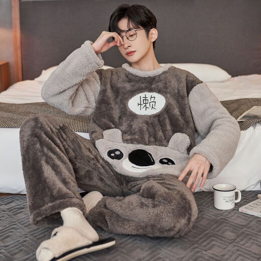 Tikade men's pajamas in autumn and winter, coral velvet thickened plus velvet fat man fat plus large size loose 300 Jin [Jin equals 0.5 kg] Set [Jacquard thickened version] 6227 4XL large version [195 Jin [Jin equals 0.5 kg]-225 Jin [Jin equals 0.5 kg]]