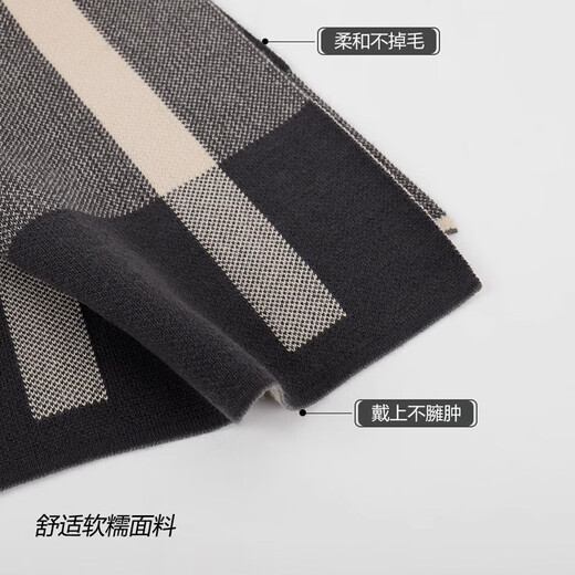 Muchiston scarf men's winter classic all-match plaid knitted long men's scarf thickened warm scarf for birthday gift classic black square style to prevent cold and keep warm