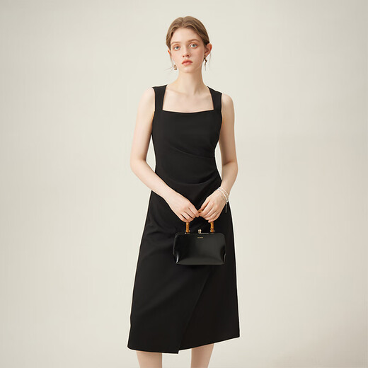 Fan Silan Temperamento francés Diseño de moda Vestido sin mangas para mujeres en el verano 2024 Nuevo 24fs12128 Temperamento Black M