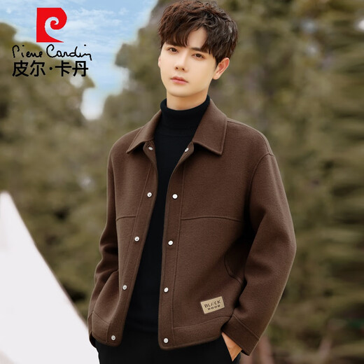 
Pier Cardin's new spring and autumn woolen jacket for men's double-sided wool coat short high-end woolen jacket thickened gray-green S 165