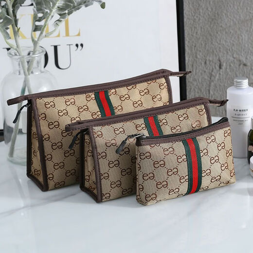 Travel makeup storage bag, portable toiletry bag, waterproof business trip, change, keys, small items, hand-held mini storage bag, Khaki color - small size, very small - size 18*12cm, a bit small, cautious