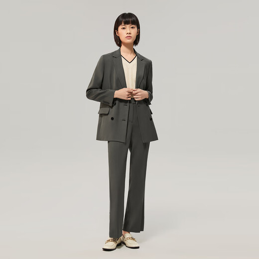 OVV Autumn and Winter Hot Sale Women's Wool Blended Draped Silhouette Boot Suit Suit Pants Green Gray C1 M