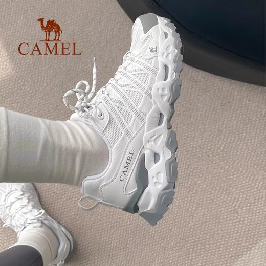 
Camel Qingyan hiking shoes breathable non-slip wear-resistant hiking sports shoes for men in summer 2025 new women's outdoor shoes F14B693073B white gray, men's secret web version 42