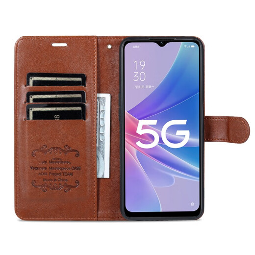 居小智适用华为畅享60X手机壳翻盖皮套STG-AL00钱包款插卡外壳全包防摔软内壳带磁扣保护套 华为畅享60X【棕色】