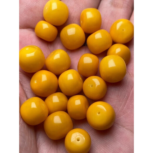 Musi raw mineral beeswax old type barrel beads single bead loose beads separated beads Buddhist beads bracelet single bead amber bracelet full density chicken oil yellow old type barrel.8mm/single