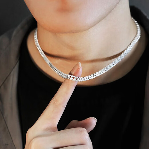 MZMZ platinum necklace men's pt950 platinum temperament Cuban decorative chain accessories double eleven birthday gift for friends light luxury width 6mm chain length 50cm (gift box