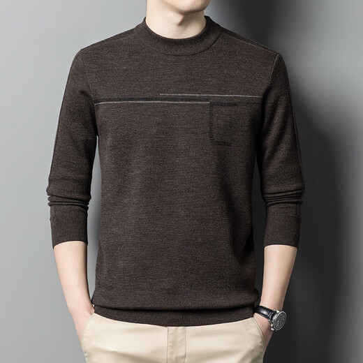 NOSSKISS luxury high-end men's brand wool sweater for middle-aged men pure wool winter thickened half turtleneck bottoming knitted sweater flower basket green L 175 (suitable for 20-140 Jin Jin equal to 0.5 kg or less)