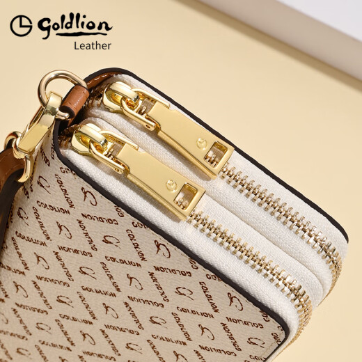 Jinlilai long women's wallet 2025 new urban fashion double zipper clutch multi-function large capacity hand-holding [off-white double zipper official authentic]
