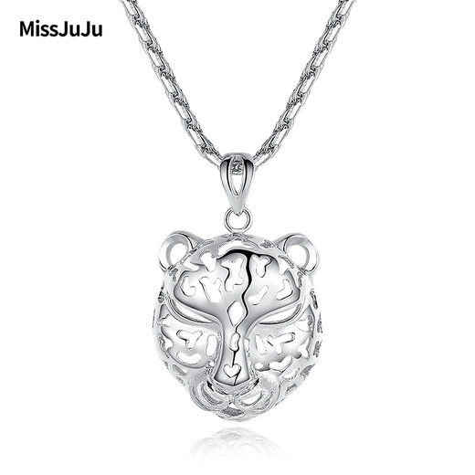 Miss JuJu pt950 platinum leopard head pendant men's fashionable platinum trendy men's pendant (customized) 5.9-6.1 grams + delivery black leather rope