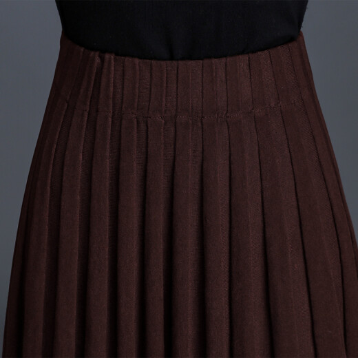 Yalu free pleated skirt knitted skirt women's spring season half-length skirt women's spring skirt woolen skirt mid-length one-step spring outfit AM-JP956 black one size