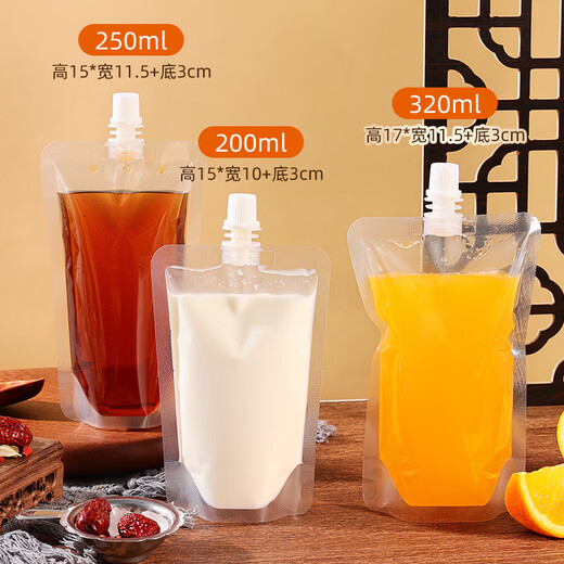 Eiche (Eiche) Sojamilchtasche Chinesische Medizin Packung Flüssige Beutel Saugdüse Saft Milk Tee Transparentes Beutel 200 ml*50c1484