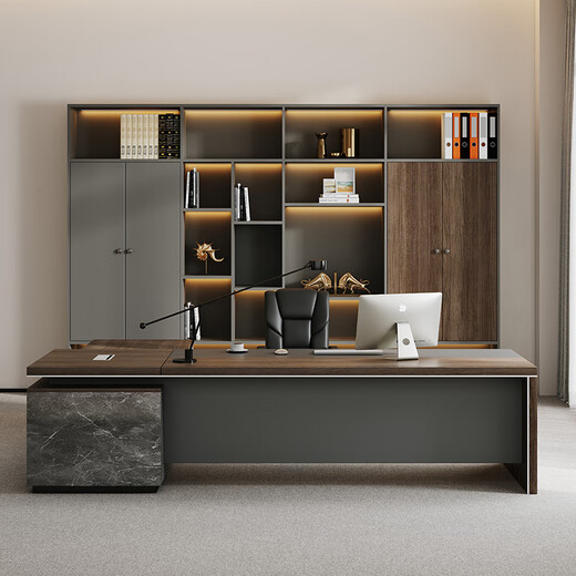 Shuxuan (SHUXUAN) boss desk president desk simple modern manager supervisor office desk and chair combination executive desk office furniture 1.8 meters boss desk + side cabinet