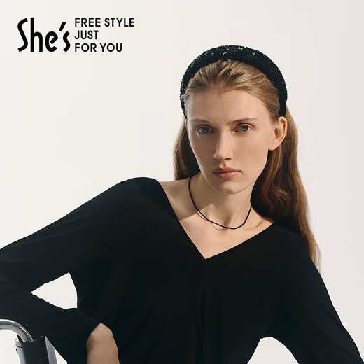 She s Akiko Barbie handmade beaded high skull wide hairband light luxury hairpin headband hair accessories birthday gift for girlfriend black G0