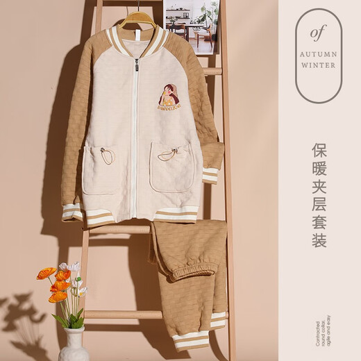 Camisa cómoda para mujeres, mangas largas de algodón puro de invierno, otoño e invernal de calidez delgada de algodón de algodón de algodón delgada, ropa para mujeres cálidas para el hogar MC15275 XXL (recomendado 135-150jin [Jin es igual a 0,5 kg])
