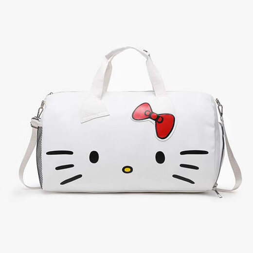 韫舜可爱卡通Kitty女包大包单肩蝴蝶结手提便携旅行包 Kitty卡通旅行包【白色】 30L宽40*高28*厚15cm