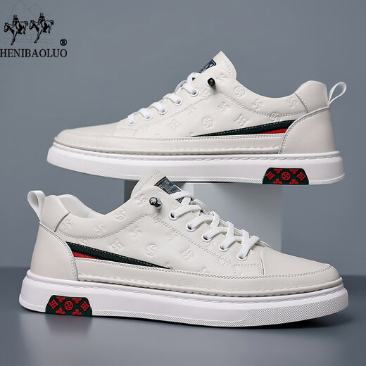 Zapatos de hombres Heni Paul, zapatos de cuero de cuero genuino de alta gama de hombres, zapatos de alta gama de hombres, zapatos blancos casuales para hombres, blanca plana 9908 42