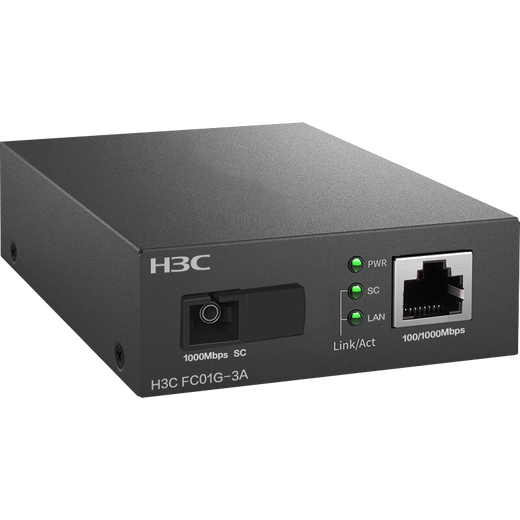 华三（H3C）光纤收发器千兆单模单纤光电转换器 3公里SC接口（单只装）FC01G-3A