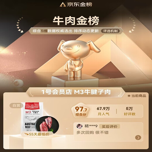 1号会员店M3澳洲安格斯牛腱子(不含腱子芯) 低脂健身 生鲜牛肉 净重2斤