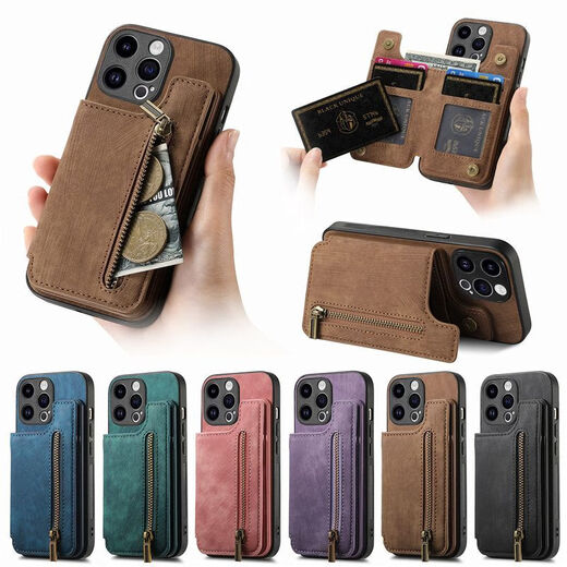 OPPO [original quality] Find X5Pro mobile phone case full-inclusive X5 card bag K11X anti-fall K10X wallet case strap temperament black + [zipper wallet case] Please carefully choose the mobile phone model