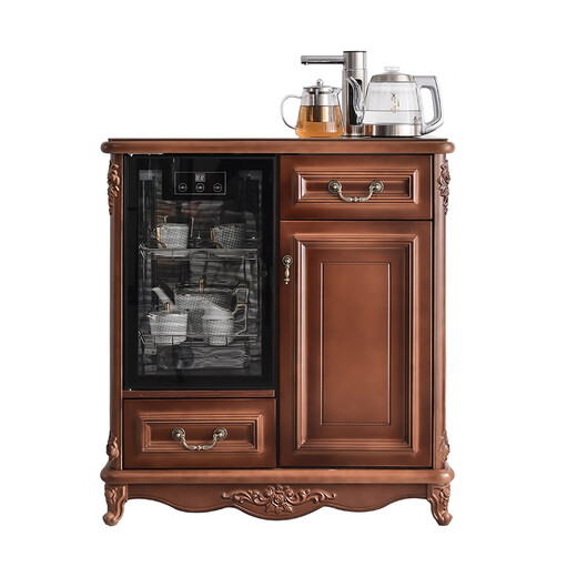 Moxian tea bar machine integrated cabinet Chinese solid wood tea bar machine tea cabinet European solid wood tea bar machine home fully automatic American CZZ9918 red-brown fully automatic voice solid wood warm