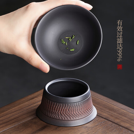 Shangyanfang Purple Pottery Tea Leak Tea Filter Tea Filter Tea Partition Filter Purple Clay Tea Set Accessories Purple Pottery Filter Group (1000 holes)