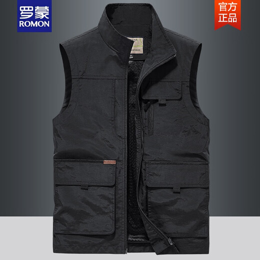 罗蒙（ROMON）春夏款户外休闲马甲男士多口袋速干透气薄款工装摄影战术背心马夹 灰色 2XL 【151-165斤】