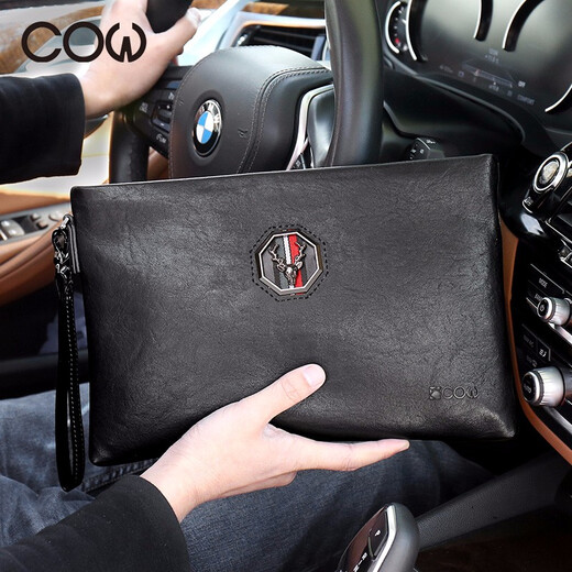 Kuh Herren Handtasche Mode Clutch Bag Herrenbeutel großer Kapazität Umschlagbeutel Casual Handtasche Tasche Herren C-9818 Schwarz