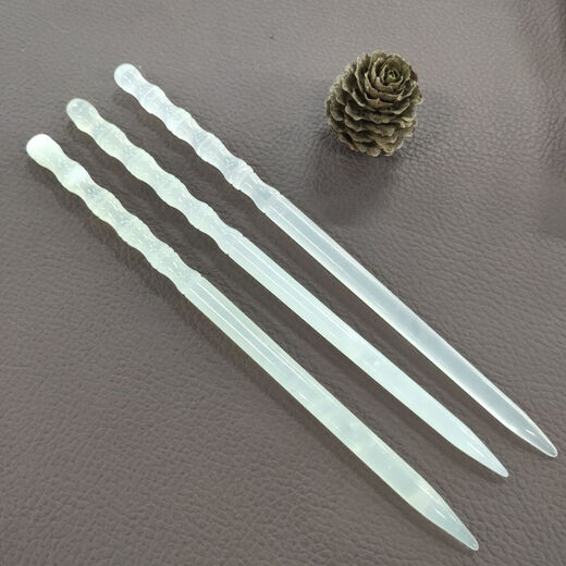 Lingchuan Xiuyu bamboo hairpin, classical style jade hairpin, purely handmade, transparent material
