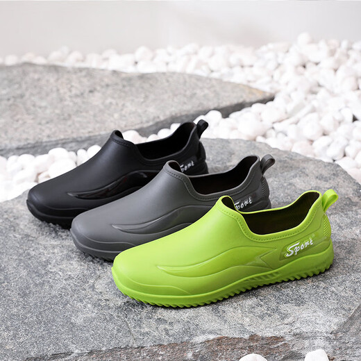 Shurong New Style Mode Kurzmittel mit mittlerem Zylinder nicht rutschfeindliche Kee-resistente Bauweite Küche Arbeit Weiche Sohle Viersaison plus Baumwollregen Stiefel Männer schwarz 309 Einzelschuhe [Standardgröße] 41