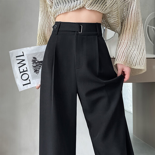 Rote Drachenfly High-End-Anzughose für Frauen im Frühjahr und Frühlingshosen hohe Taille Draped geradlinige Hose plus Samt-Weitbein-Hosen Casual Hosen 6636#ku Wollstil Aprikosen neun-Punkte plus Samt XS [Empfohlen 90jin [Jin gleichen 0,5 kg] unter] unter]