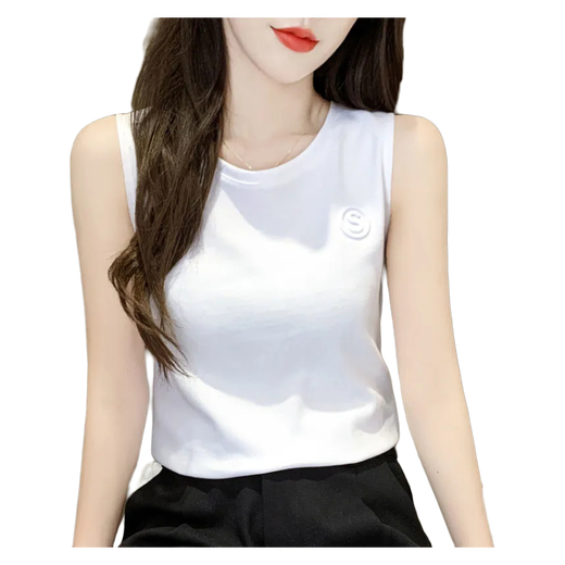 宠琳棉吊带背心女2025春季新款韩版修身显瘦百搭无袖打底外穿圆领上衣 灰色+白色【两件装】 XL 建议110-125斤