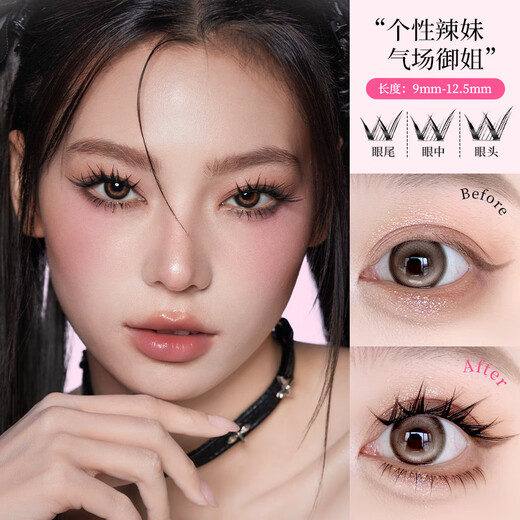 Lishu Cat Glue-free False Eyelashes Natural Simulation Women's Single Cluster Segmented Eyelashes Princess Glue-free Style 48 Clusters
