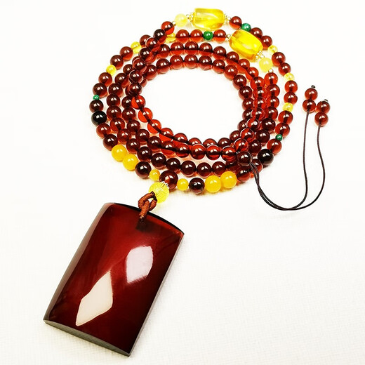 Amber school, one thing, one picture, one certificate, amber pendant, innocent card, blood amber wine red pendant necklace, sweater chain, pendant 14.62g 47*31*12mm
