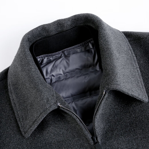 Pierre Cardin cold-proof and warm wool jacket men's winter thickened short coat middle-aged and elderly woolen woolen jacket men's dad's clothing dark gray L 175