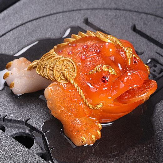 Ci De Tang Tea Pet Ornaments Color Changing Three-Legged Golden Toad Can Raise Pixiu Kung Fu Tea Ceremony Creative Tea Play Tea Set Big Toad New Large Money Bag Stepping Toad Turns Red Main Image