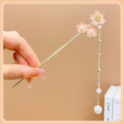 Duti children's ancient style Hanfu headdress super fairy-step rocking hairpin girl's sweet horse face skirt temperament hairpin hair accessories girl 12# flower blooming pinellia