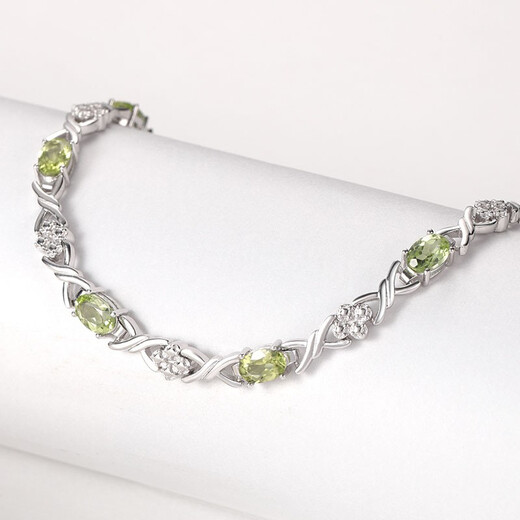 GEM STONE KING 4 carat green peridot bracelet for women 925 silver colored gemstone bracelet as a Women's Day gift for wife 925 silver plated platinum