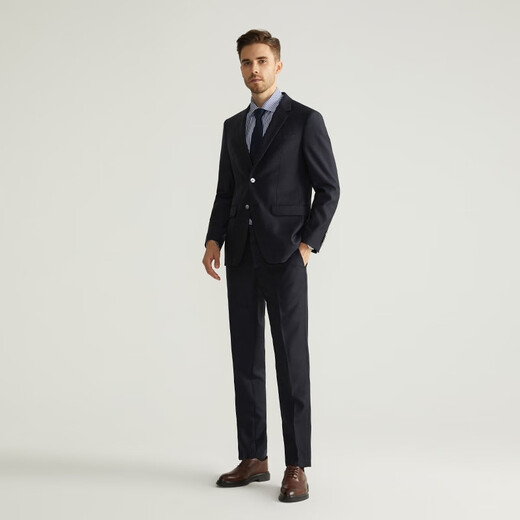 HECHTER Suit Shopping Mall Same Style Business Formal Men's 100% Wool Suit DX11601 Dark Sapphire Blue (Top) 52
