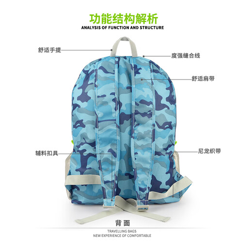 WELLHOUSE Backpack Folding Men's and Women's Backpack Outdoor Running Travel Mountaineering Large Capacity Waterproof Lightweight Bag Camouflage Rose Red